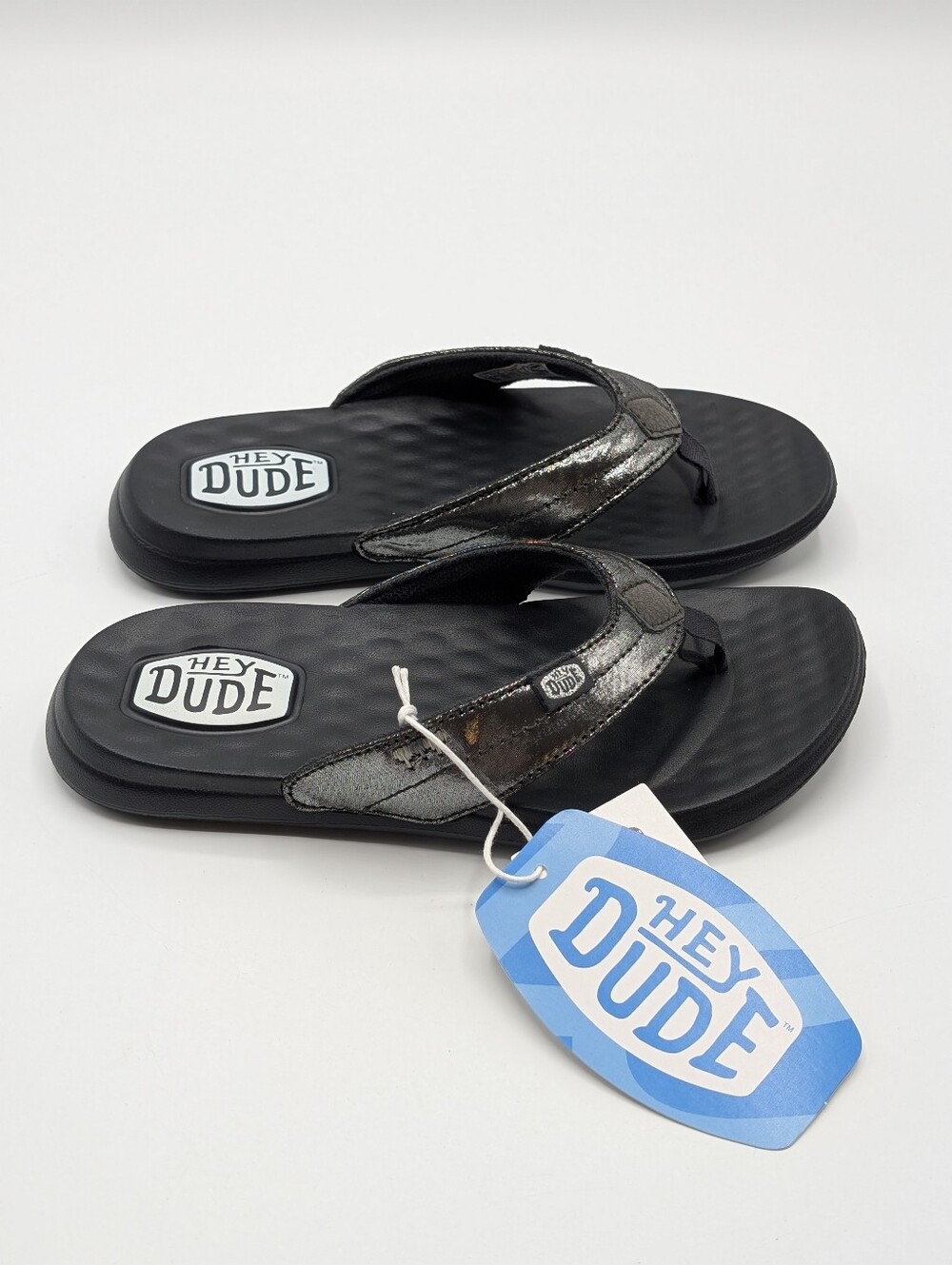Hey Dude Girl Sandals Little Kids 13 Flip Flops Black Shimmer Christi Flip